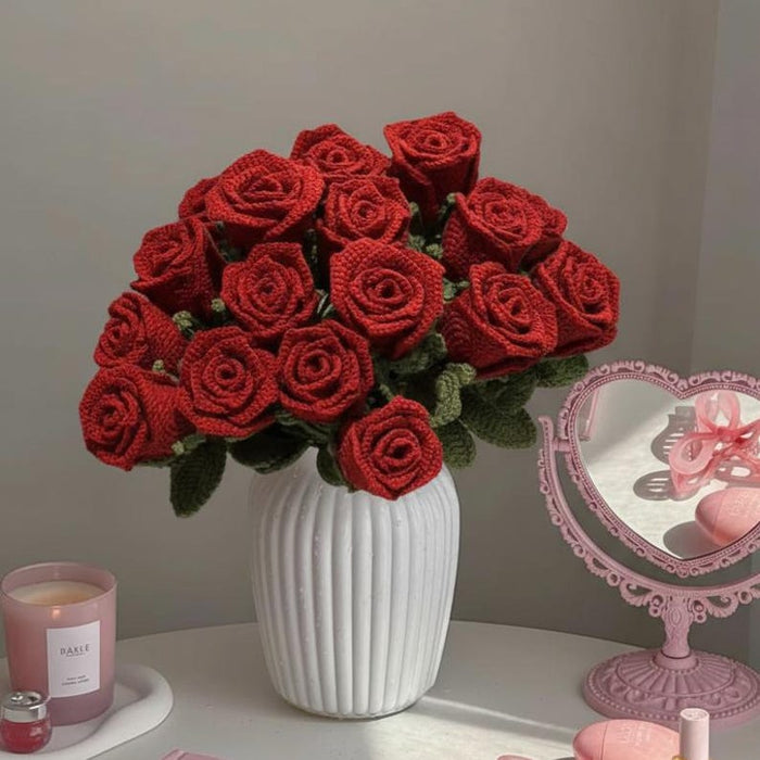 Handmade Crochet Rose Bouquet – Forever Flowers Gift for Her, Birthday, Anniversary & Valentine’s Day