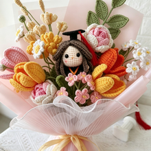 Handmade Crochet Graduation Bouquet with Graduate Doll | Personalized Graduation Gift