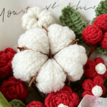 Handmade Christmas Crochet Bouquet – Holiday Flower Gift with Santa, Roses & Cotton Flowers