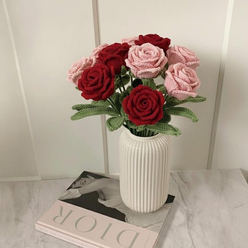 Handmade Crochet Rose Bouquet – Forever Flowers Gift for Her, Birthday, Anniversary & Valentine’s Day