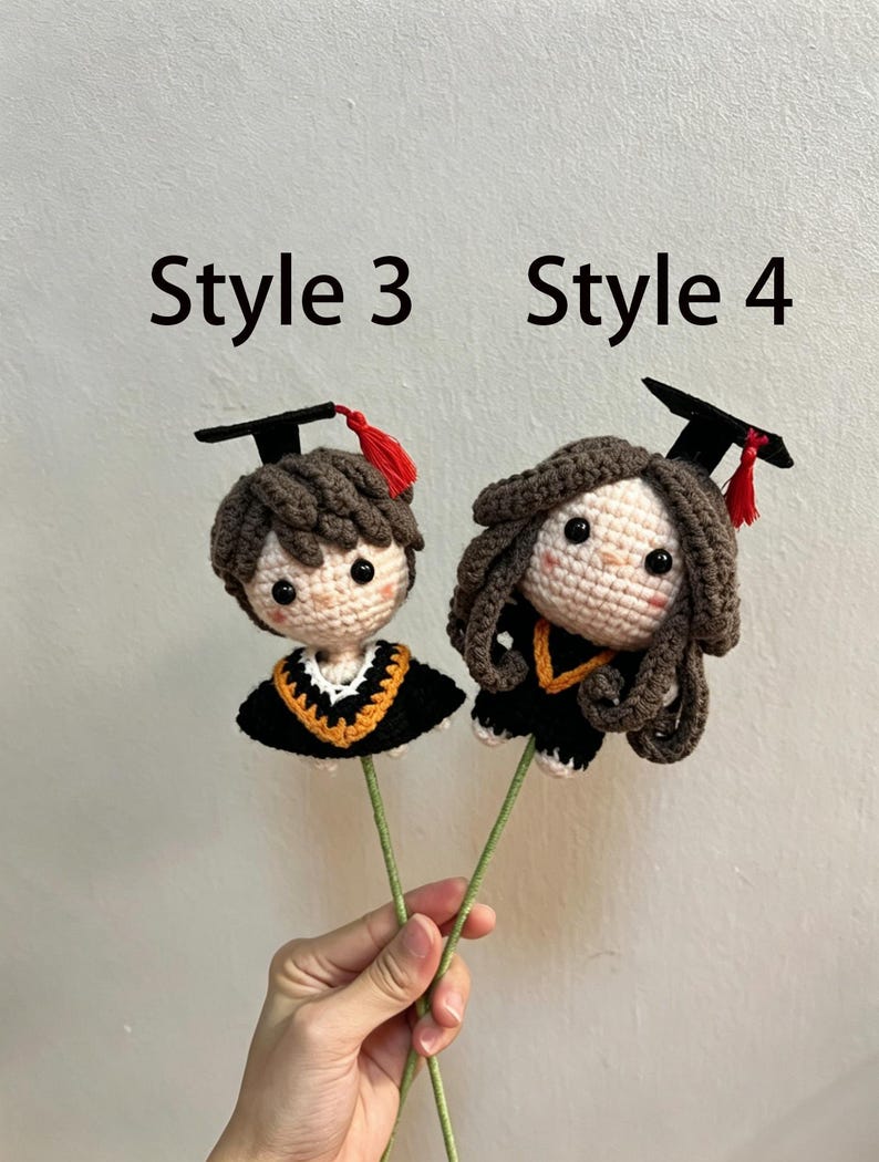 Handmade Crochet Graduation Bouquet with Graduate Doll | Personalized Graduation Gift