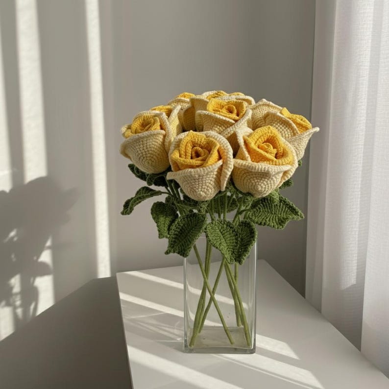 Handmade Crochet Rose Bouquet – Forever Flowers Gift for Her, Birthday, Anniversary & Valentine’s Day