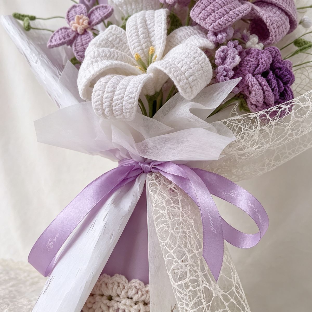 Crochet Lily, Rose & Calla Lily Bouquet